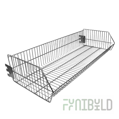 Hanging basket for shelving