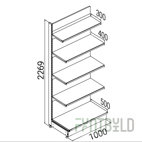 SK027P - Wall-mounted rack with shelves