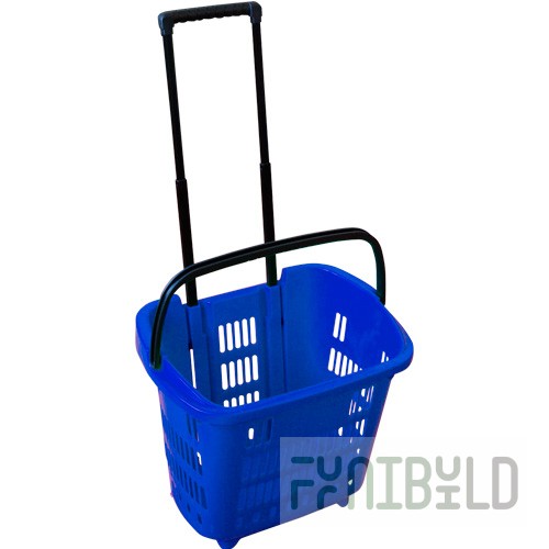 PLD-30 - Plastic basket on wheels, 34 l (with retractable handle)