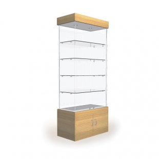 Showcase with lighting and storage