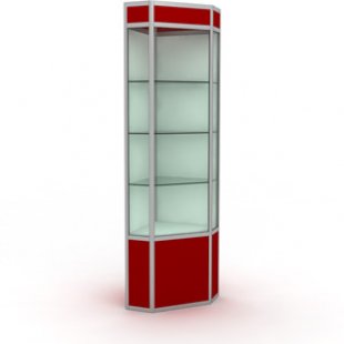 Corner showcase with lighting