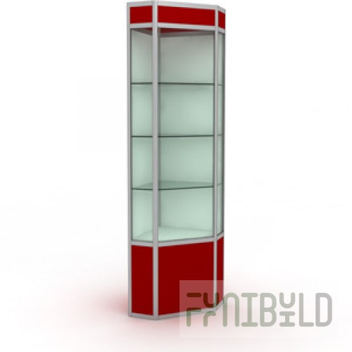 Corner showcase with lighting