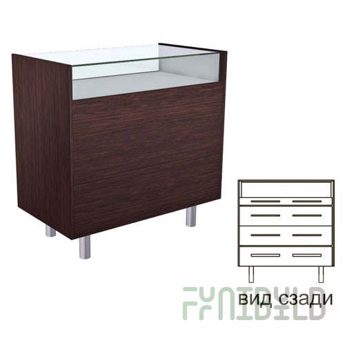 STP 001.006 - Counter with glass top and 3 drawers