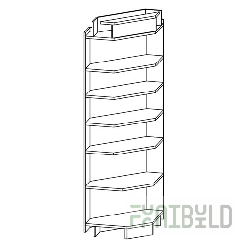 Corner rack, internal (chipboard shelves)