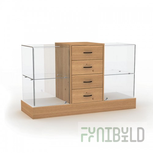 Counter with space for a cash register in the center