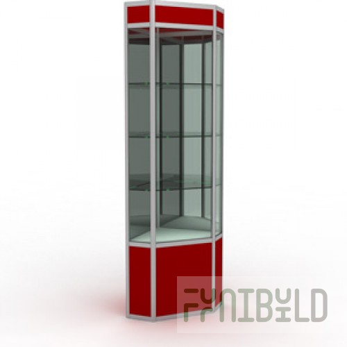 Corner showcase with lighting