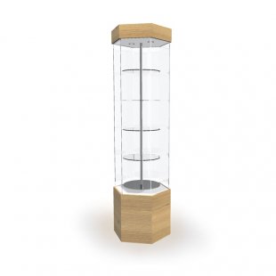 Display cabinet with lighting and rotating shelves (mirror back wall)