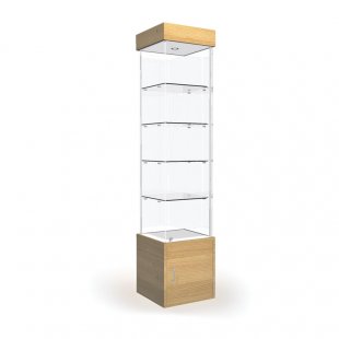 Display cabinet with lighting and storage (mirror back wall)