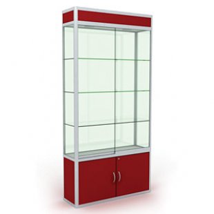 Narrow showcase with lighting