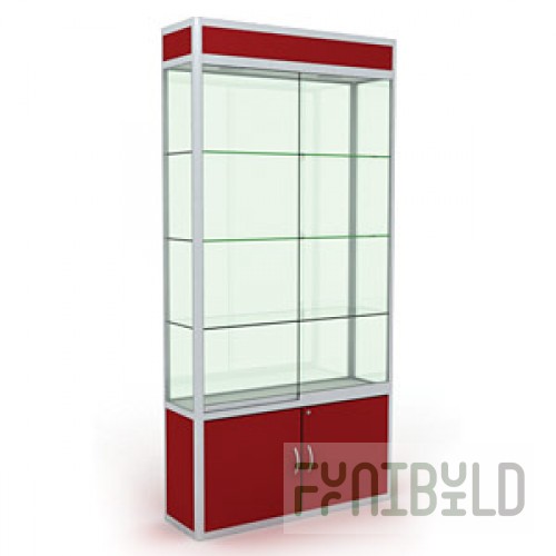 Narrow showcase with lighting
