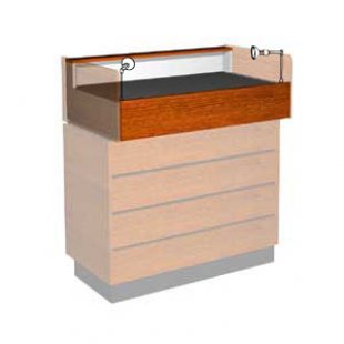 Glass counter top with one shelf, with lighting, with lock