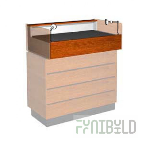 Glass counter top with one shelf, with lighting, with lock