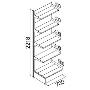 Wall-mounted rack with shelves