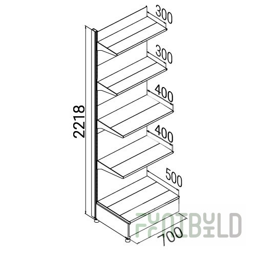 Wall-mounted rack with shelves