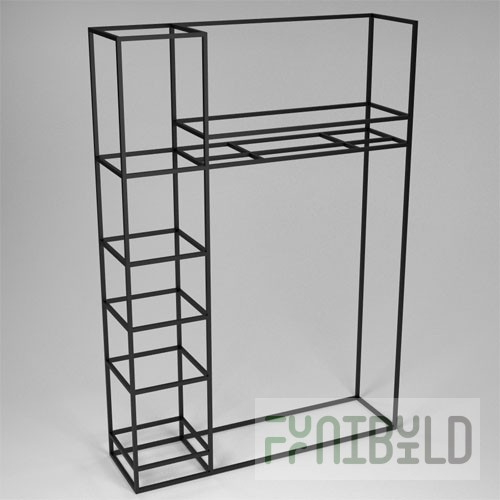 Unit 08L - Shelf frame with crossbar and 5 shelves on the left