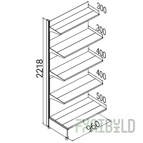 Wall-mounted rack with shelves