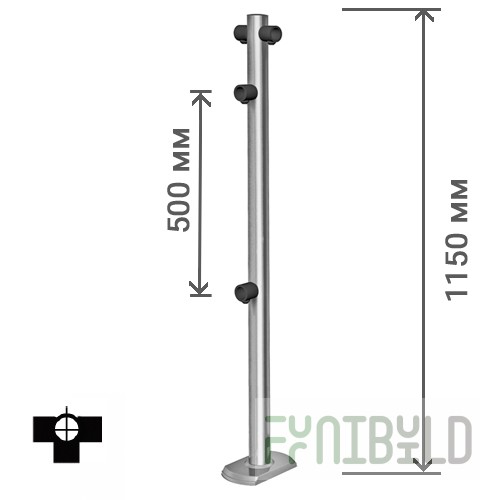 ME 1150 1-2 2-90 - Three-way bollard for trolley passage