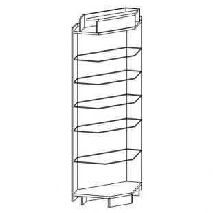 Corner rack, internal (glass shelves)