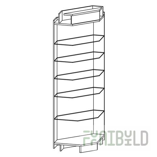 Corner rack, internal (glass shelves)
