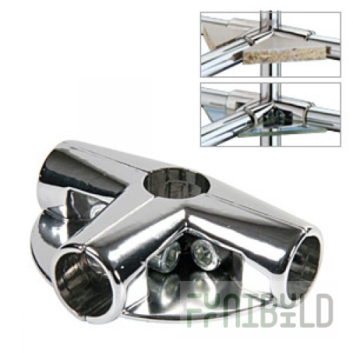 UNO 009 - Corner connector 4 pipes with 2 shelves
