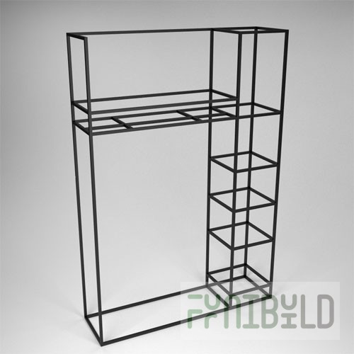 Unit 08R - Shelf frame with crossbar and 5 shelves on the right