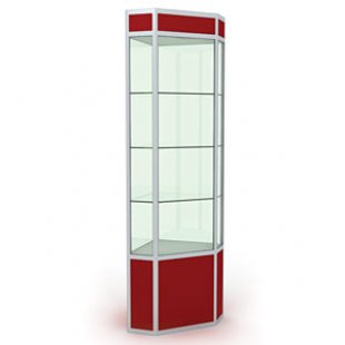 Corner showcase with lighting