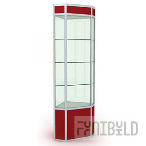 Corner showcase with lighting