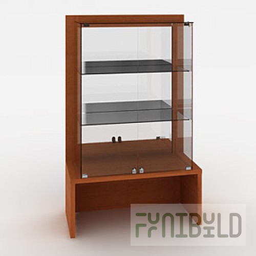 OVG120-H160-VS - Showcase with shelves and mirrored back wall