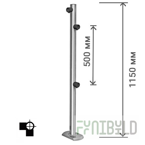 ME 1150 1-2 1-90 L - Double-sided bollard for trolley passage