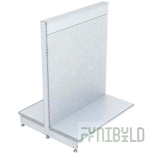 SK121 - Island shelving with perforated back wall