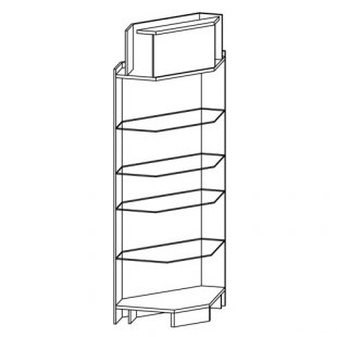 Corner rack, internal (glass shelves)