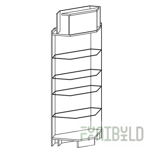 Corner rack, internal (glass shelves)