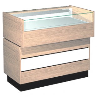 Glazed counter with one shelf, glued glass