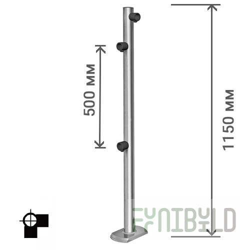 ME 1150 1-2 1-90 R - Double-sided bollard for trolley passage