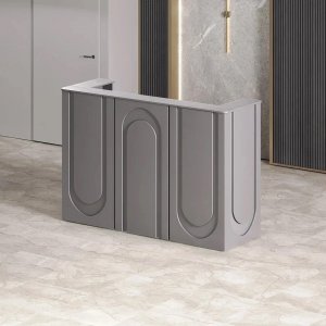 Athena Sculpted Reception Desk — Matte-Stone Finish