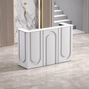 Athena Sculpted Reception Desk — Matte-Stone Finish