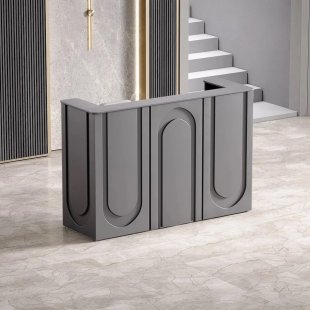 Athena Sculpted Reception Desk — Matte-Stone Finish