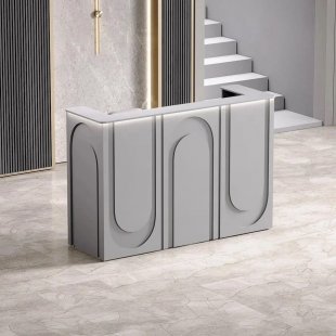 Athena Sculpted Reception Desk — Matte-Stone Finish