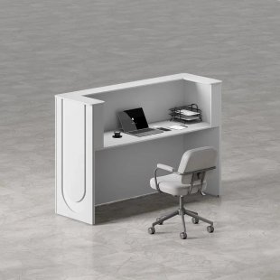 Athena Sculpted Reception Desk — Matte-Stone Finish