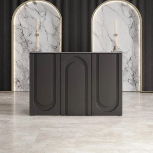 Athena Sculpted Reception Desk — Matte-Stone Finish
