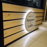 “Turgenev” Compact Coffee Counter with Halo Logo & Cup Lightbox