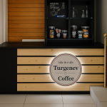“Turgenev” Compact Coffee Counter with Halo Logo & Cup Lightbox