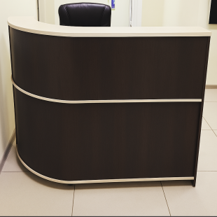 Curve Compact Reception Desk – Espresso & Maple (In-Stock)