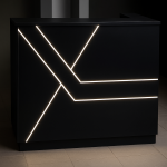 Modern Matte Black Front Desk with LED Light Strips