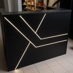 Modern Matte Black Front Desk with LED Light Strips