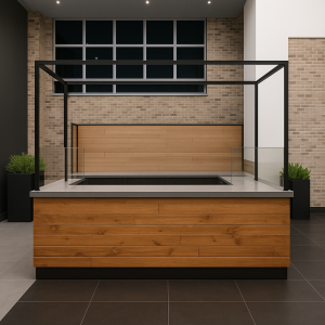 Custom Waffle Bar Kiosk – Pine & Steel Retail Island