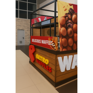 Custom Waffle Bar Kiosk – Pine & Steel Retail Island