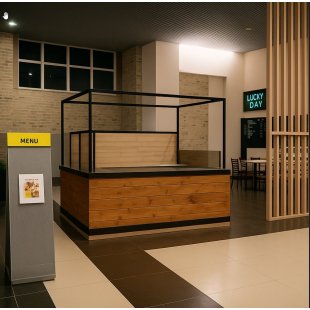 Custom Waffle Bar Kiosk – Pine & Steel Retail Island