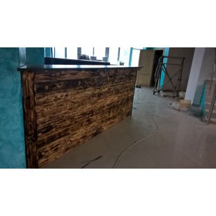 Burnt wood bar counter for beer shop bar and restaurant