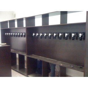 False panel standard shelving for a live beer store